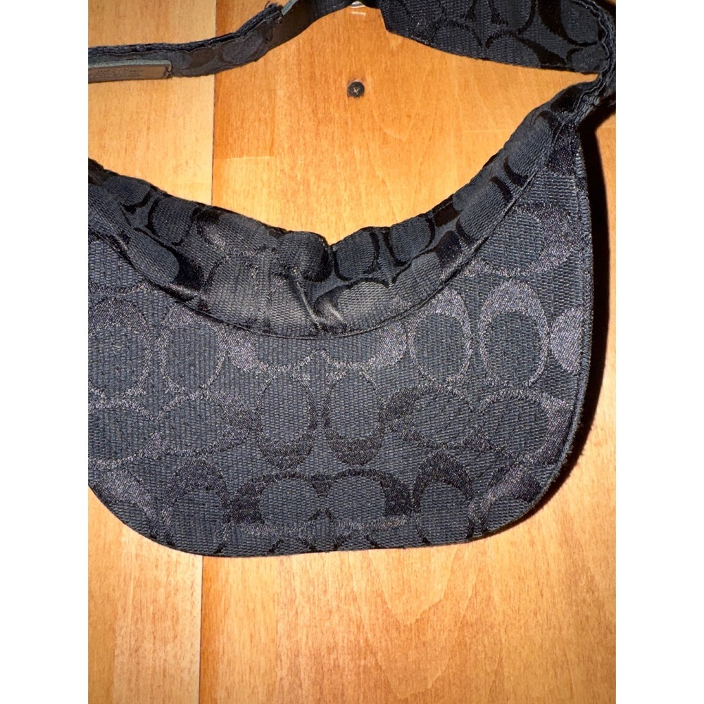 Coach Signature Monogram Black Jacquard Sun Visor Adjustable Leather Strap M/L - Picture 5 of 6